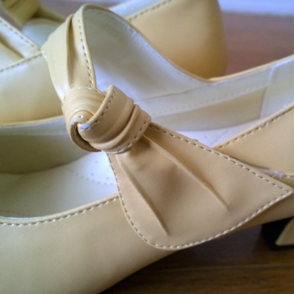 Pale Yellow Mary Jane Heels - Picture 2 of 5